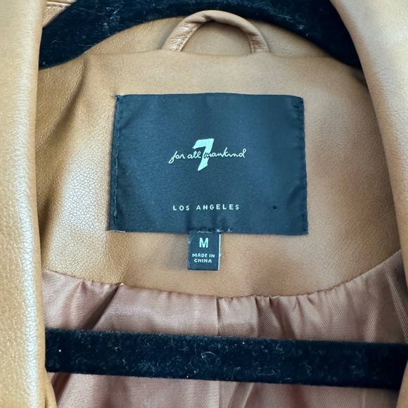 7 for All Mankind Vegan Leather Jacket - Brown w/ Gold Buttons - Women’s Size M - Picture 4 of 8